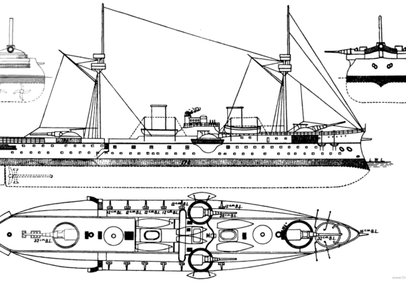 SNS Pelayo [Battleship] (1892) - drawings, dimensions, figures